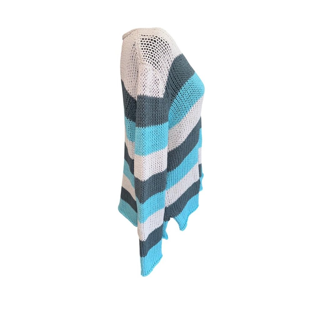 Wooden Ships Kenzie Blue Striped Open Knit Sweater M Sustainable Coastal Nautica - Picture 6 of 10
